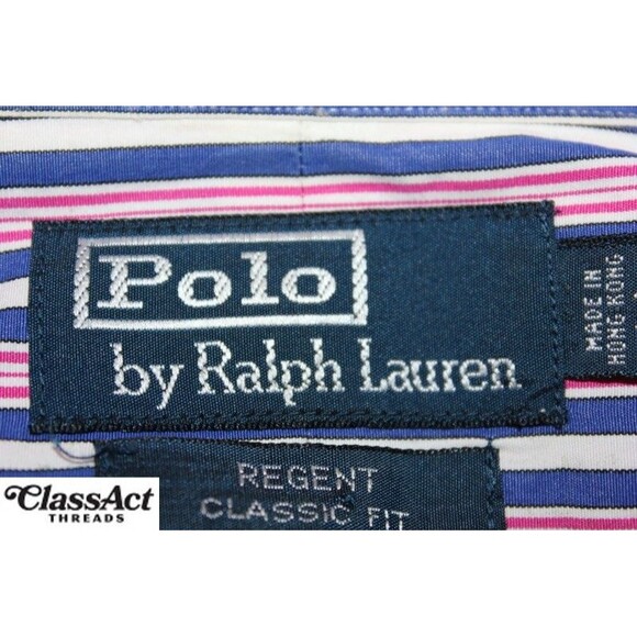 Polo Ralph Lauren Regent Classic Fit Dress Shirt Blue & Pink Striped Sz 17 XL - Picture 4 of 6